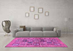 Machine Washable Abstract Purple Modern Area Rugs in a Living Room, wshabs638pur