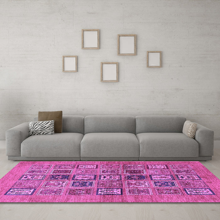 Machine Washable Abstract Purple Modern Area Rugs in a Living Room, wshabs638pur