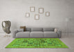 Machine Washable Abstract Green Modern Area Rugs in a Living Room,, wshabs638grn