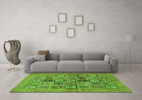 Machine Washable Abstract Green Modern Rug, wshabs638grn