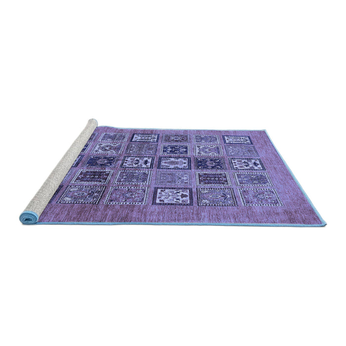 Sideview of Machine Washable Abstract Blue Modern Rug, wshabs638blu