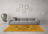 Machine Washable Abstract Yellow Modern Rug, wshabs638yw