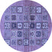 Round Abstract Blue Modern Rug, abs638blu