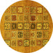 Round Machine Washable Abstract Yellow Modern Rug, wshabs638yw