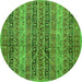 Round Abstract Green Modern Rug, abs639grn