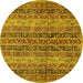 Round Abstract Yellow Modern Rug, abs639yw