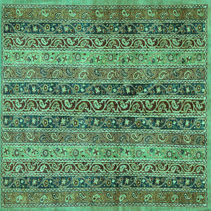 Square Machine Washable Abstract Turquoise Modern Area Rugs, wshabs639turq