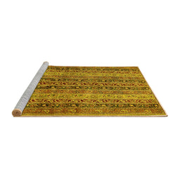Sideview of Machine Washable Abstract Yellow Modern Rug, wshabs639yw