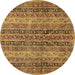 Round Abstract Brown Modern Rug, abs639brn