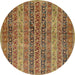 Round Abstract Red Brown Modern Rug, abs639