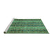 Sideview of Machine Washable Abstract Turquoise Modern Area Rugs, wshabs639turq