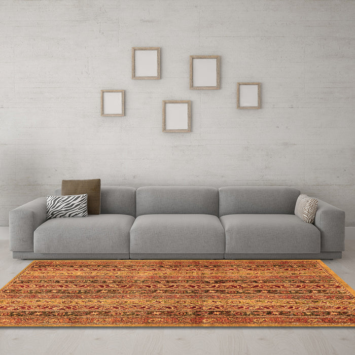 Machine Washable Abstract Orange Modern Area Rugs in a Living Room, wshabs639org