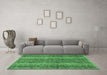 Machine Washable Abstract Emerald Green Modern Area Rugs in a Living Room,, wshabs639emgrn