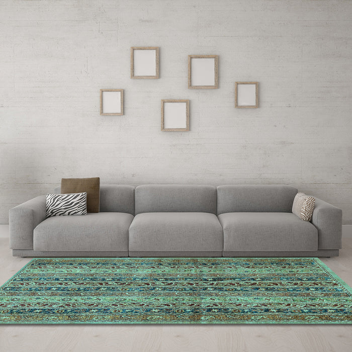 Machine Washable Abstract Light Blue Modern Rug in a Living Room, wshabs639lblu