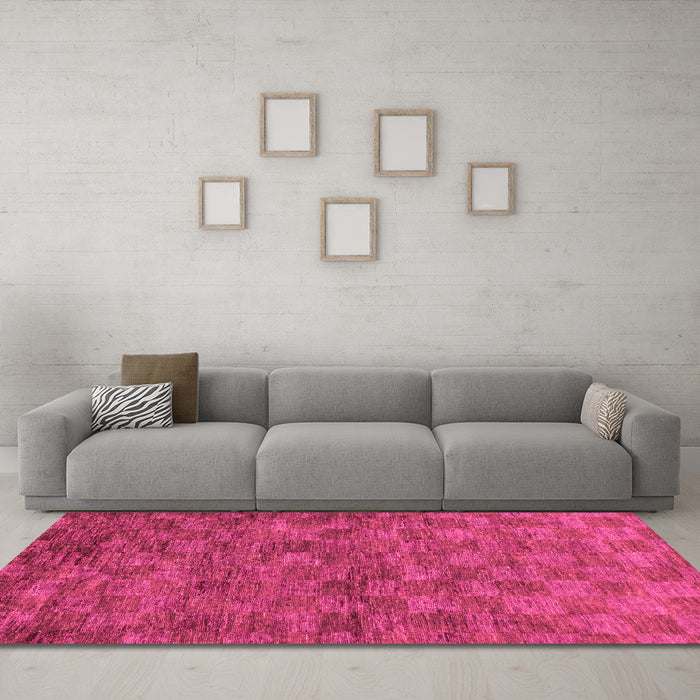 Machine Washable Abstract Pink Modern Rug in a Living Room, wshabs63pnk
