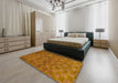 Abstract Neon Orange Modern Rug in a Bedroom, abs63