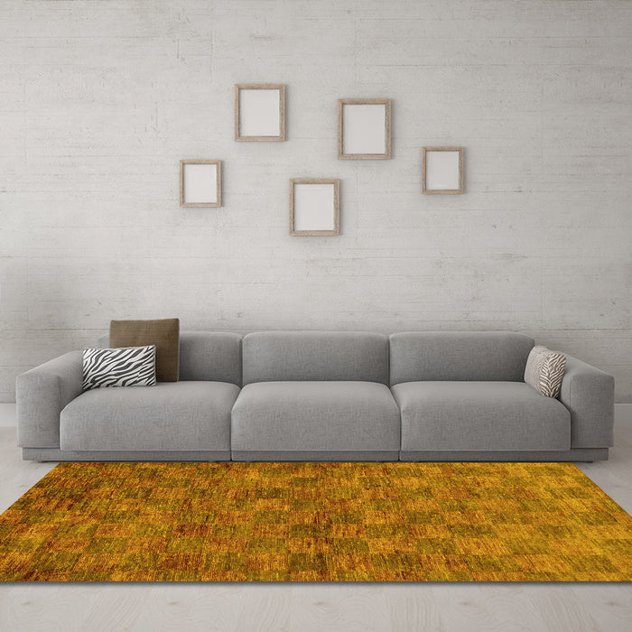 Machine Washable Abstract Yellow Modern Rug in a Living Room, wshabs63yw