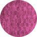 Round Machine Washable Abstract Purple Modern Area Rugs, wshabs63pur