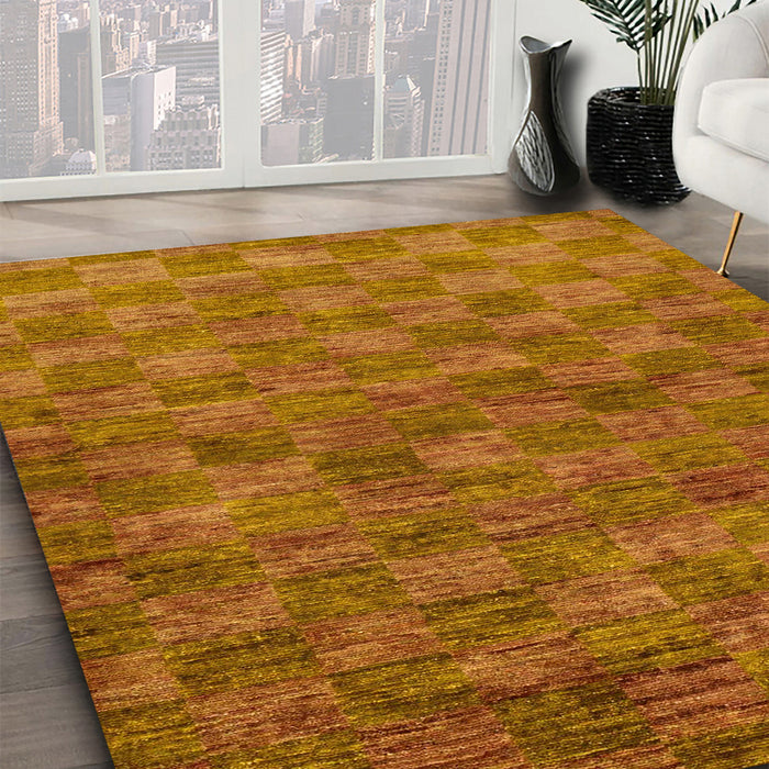 Machine Washable Abstract Neon Orange Rug in a Family Room, wshabs63
