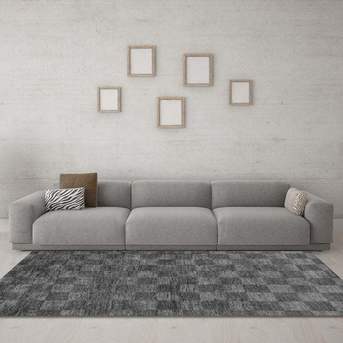 Machine Washable Abstract Gray Modern Rug in a Living Room,, wshabs63gry