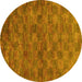 Round Abstract Yellow Modern Rug, abs63yw