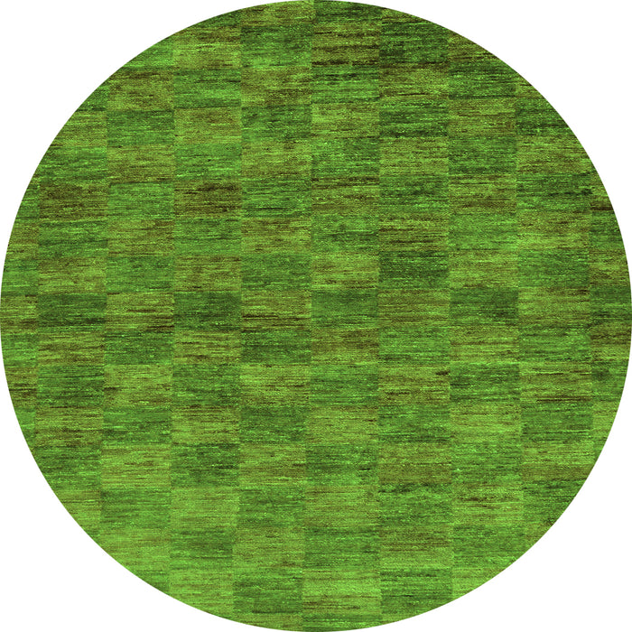 Round Machine Washable Abstract Green Modern Area Rugs, wshabs63grn