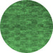 Round Abstract Emerald Green Modern Rug, abs63emgrn