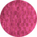 Round Machine Washable Abstract Pink Modern Rug, wshabs63pnk