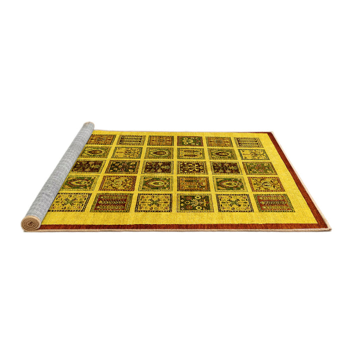 Sideview of Machine Washable Abstract Yellow Modern Rug, wshabs640yw