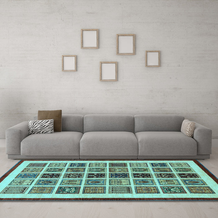 Machine Washable Abstract Light Blue Modern Rug in a Living Room, wshabs640lblu