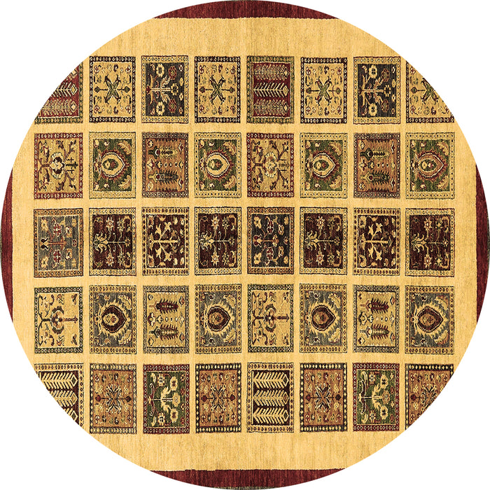 Round Abstract Brown Modern Rug, abs640brn