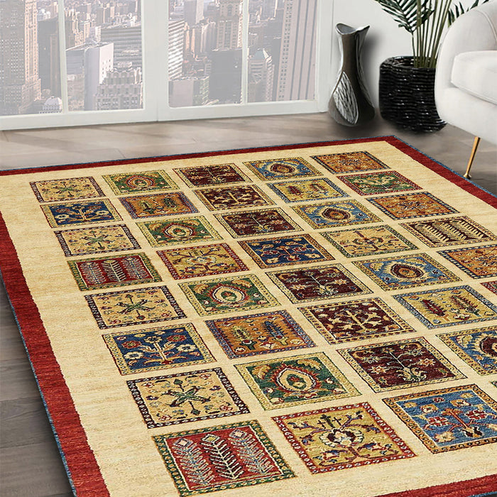 Machine Washable Abstract Chrome Gold Yellow Rug in a Family Room, wshabs640