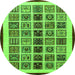 Round Machine Washable Abstract Green Modern Area Rugs, wshabs640grn