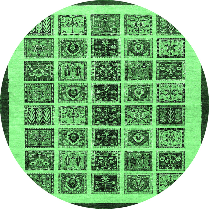 Round Abstract Emerald Green Modern Rug, abs640emgrn