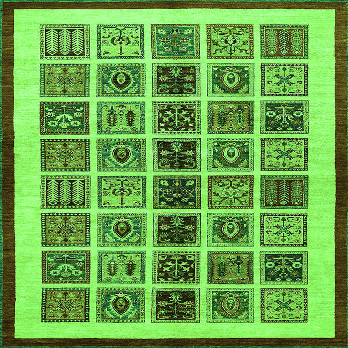 Square Abstract Green Modern Rug, abs640grn