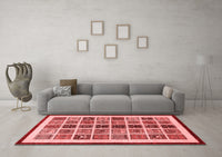 Machine Washable Abstract Red Modern Rug, wshabs640red