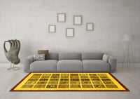 Machine Washable Abstract Yellow Modern Rug, wshabs640yw