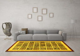 Machine Washable Abstract Yellow Modern Rug in a Living Room, wshabs640yw