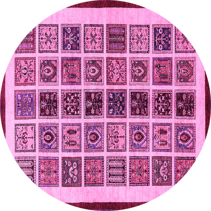 Round Machine Washable Abstract Pink Modern Rug, wshabs640pnk