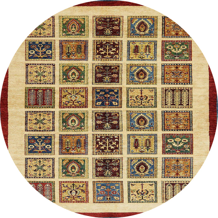 Round Abstract Chrome Gold Yellow Modern Rug, abs640