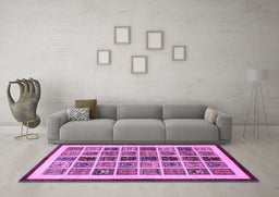 Machine Washable Abstract Purple Modern Area Rugs in a Living Room, wshabs640pur