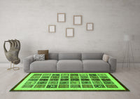 Machine Washable Abstract Green Modern Rug, wshabs640grn