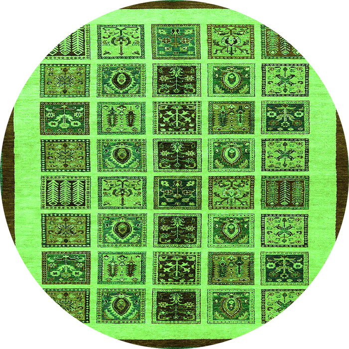 Round Abstract Green Modern Rug, abs640grn