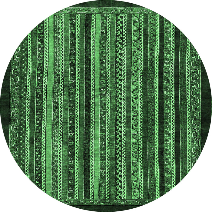 Round Machine Washable Abstract Emerald Green Modern Area Rugs, wshabs641emgrn