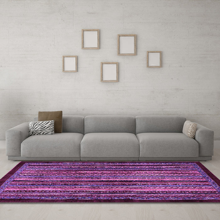 Machine Washable Abstract Purple Modern Area Rugs in a Living Room, wshabs641pur