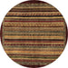 Round Machine Washable Abstract Brown Modern Rug, wshabs641brn