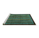 Sideview of Machine Washable Abstract Turquoise Modern Area Rugs, wshabs641turq