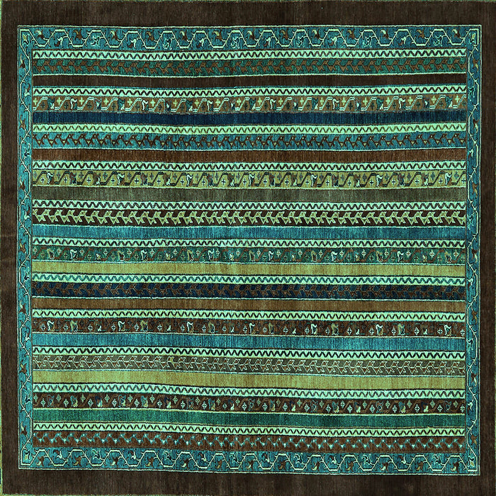 Square Abstract Turquoise Modern Rug, abs641turq