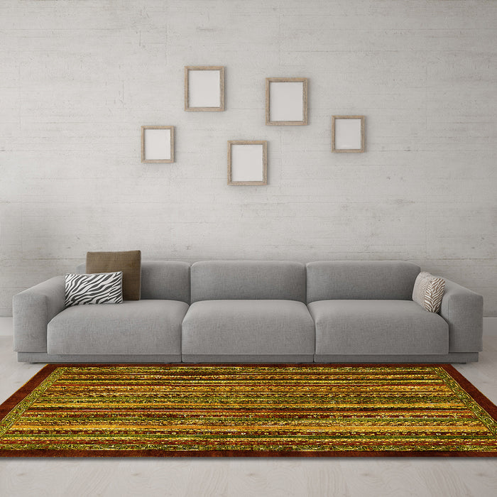 Machine Washable Abstract Yellow Modern Rug in a Living Room, wshabs641yw