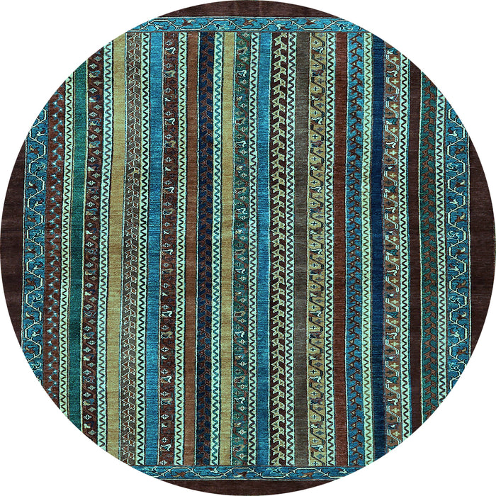Round Abstract Light Blue Modern Rug, abs641lblu